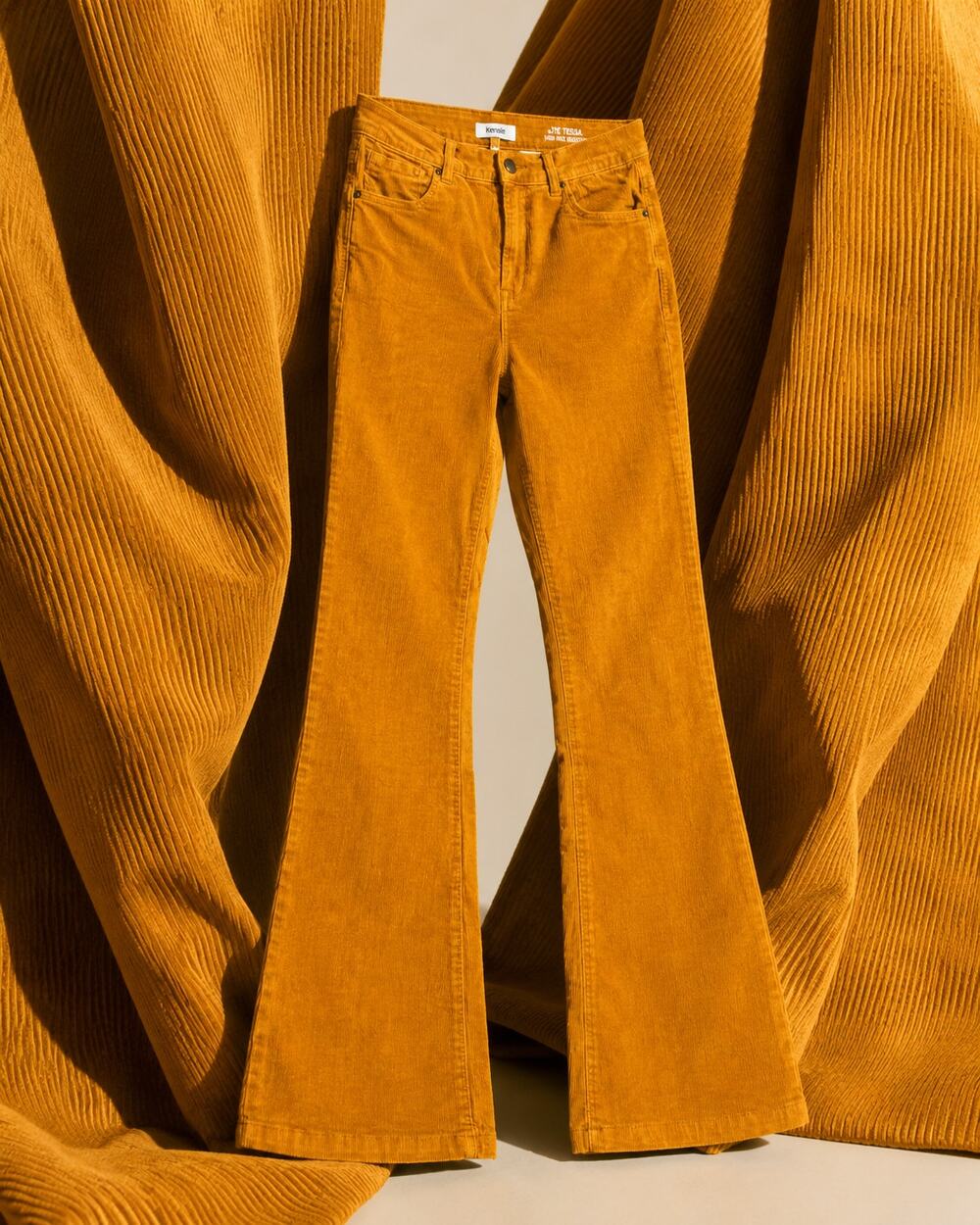 Kensie Mustard Gold Corduroy High Rise Bootcut Flare Pants Size 6/28